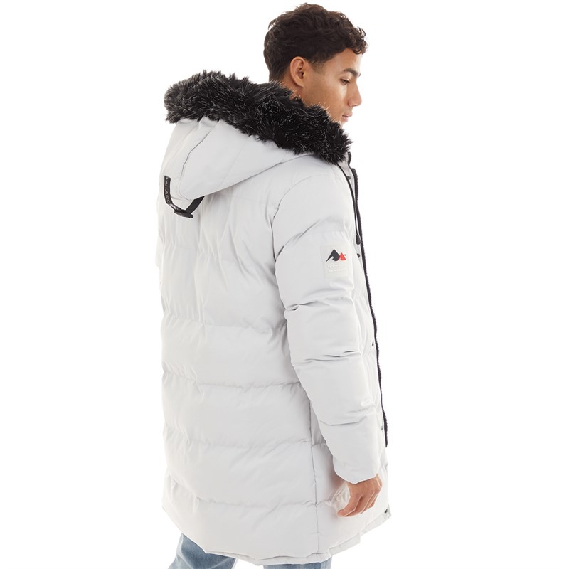 Born Rich Mens Modrico Mid Length Parka Light Grey