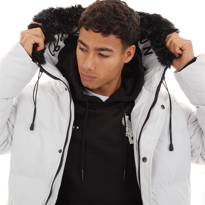 Born Rich Mens Modrico Mid Length Parka Light Grey