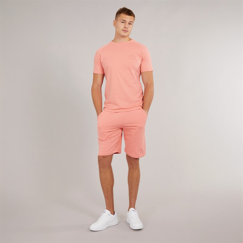 Born Rich Mens Barreca T-Shirt and Shorts Set Coral