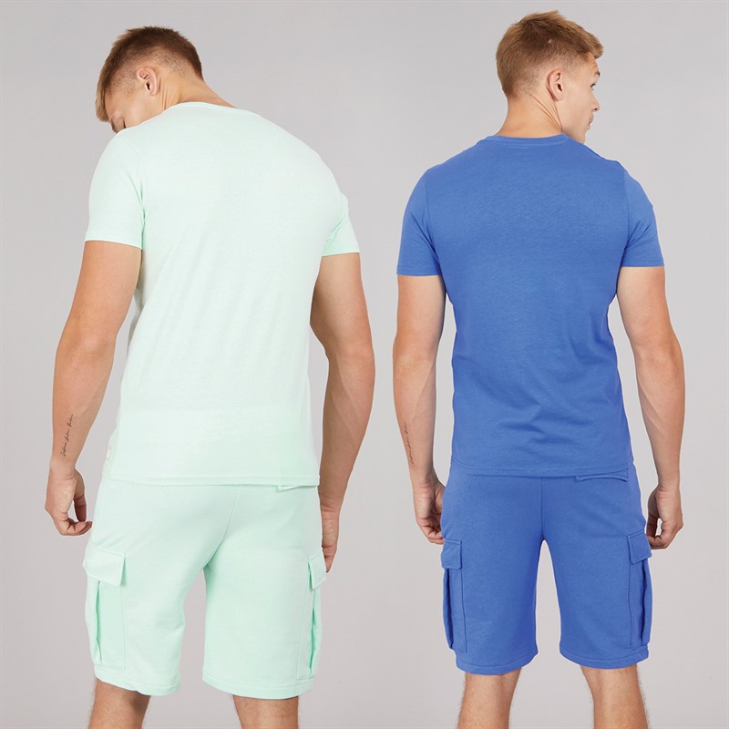 Born Rich Mens Two Pack Aurelio T-Shirt And Cargo Shorts Set Aqua/Blue