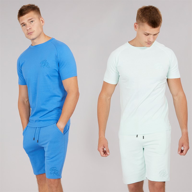 Born Rich Mens Two Pack Aurelio Barreca T-Shirt And Shorts Set Blue/Cool Blue