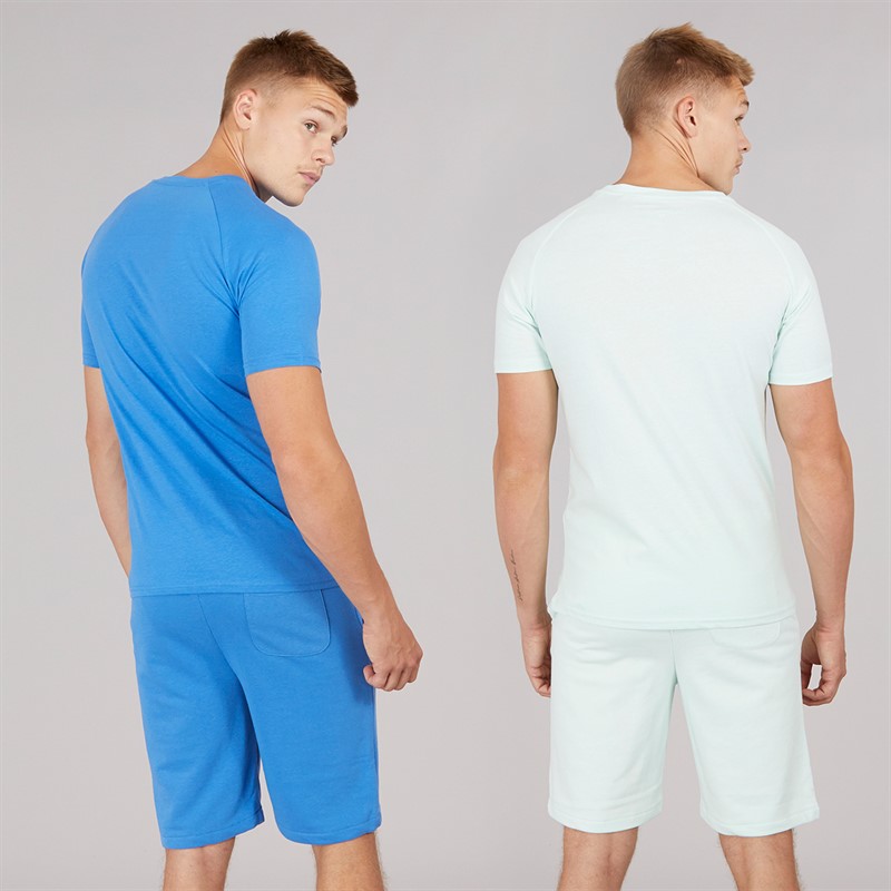 Born Rich Mens Two Pack Aurelio Barreca T-Shirt And Shorts Set Blue/Cool Blue