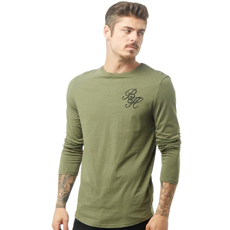 Buy Beck And Hersey Mens Otis Long Sleeve Logo EMB TShirt Khaki