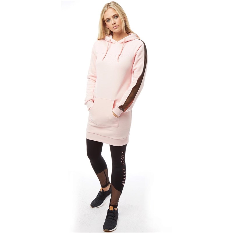Buy Beck And Hersey Womens Kylie Long Line Hoody Pink/Gold Foil
