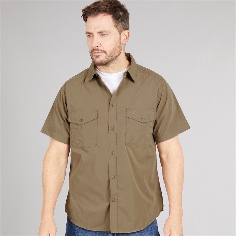 Craghoppers Mens Kiwi Short Sleeve Shirt Pebble