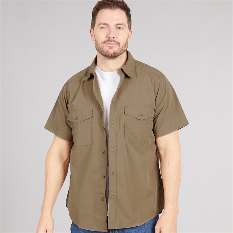 Craghoppers Mens Kiwi Short Sleeve Shirt Pebble