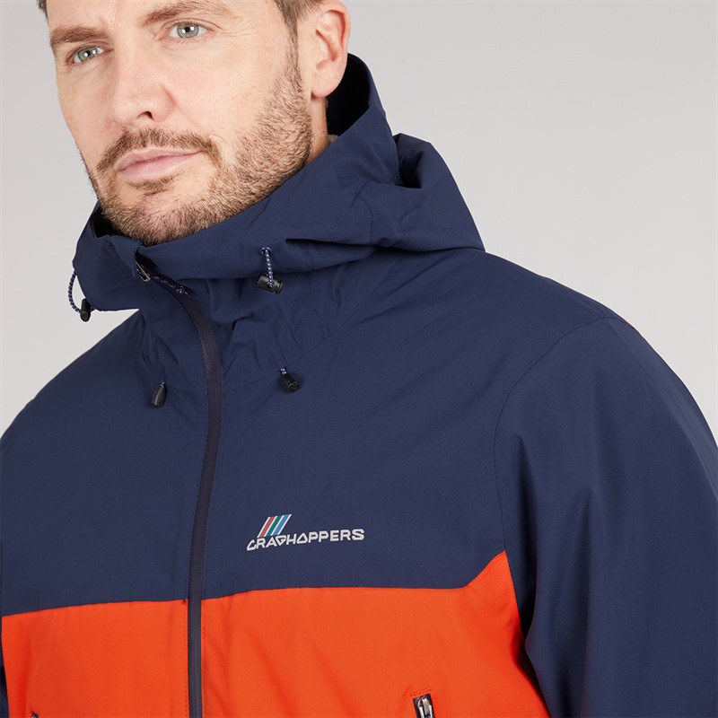 Craghoppers Mens Maris Aquadry Waterproof Jacket Blue Navy/Pimento Red