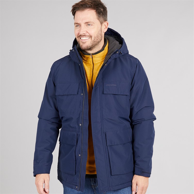 Craghoppers Mens Burland AquaDry Waterproof Insulated Jacket Blue Navy