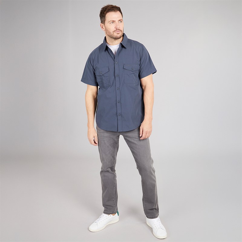 Craghoppers Mens Kiwi Short Sleeve Shirt Ombre Blue