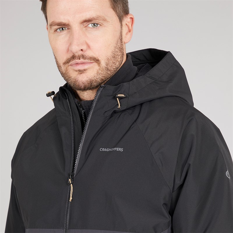 Craghoppers Mens Osuna AquaDry Waterproof Jacket Black/Dark Iron