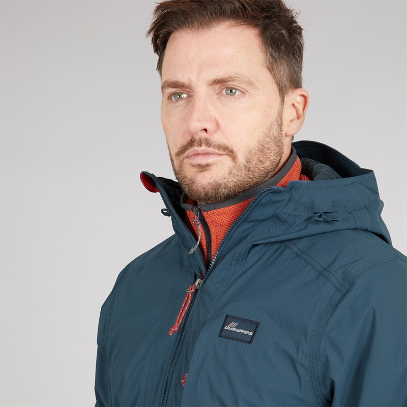 Craghoppers Mens Pandion Aquadry Waterproof Jacket Blue Stone/Pimento Red