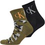 Calvin Klein Herre Jason Monogram Camo Cushion Quarter Two Pack Ankel sokker Flerfarvet