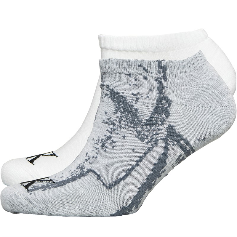 Calvin Klein Mens Distorted Two Pack Sneaker Socks Grey