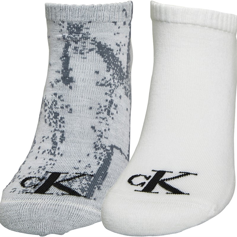 Calvin Klein Mens Distorted Two Pack Sneaker Socks Grey