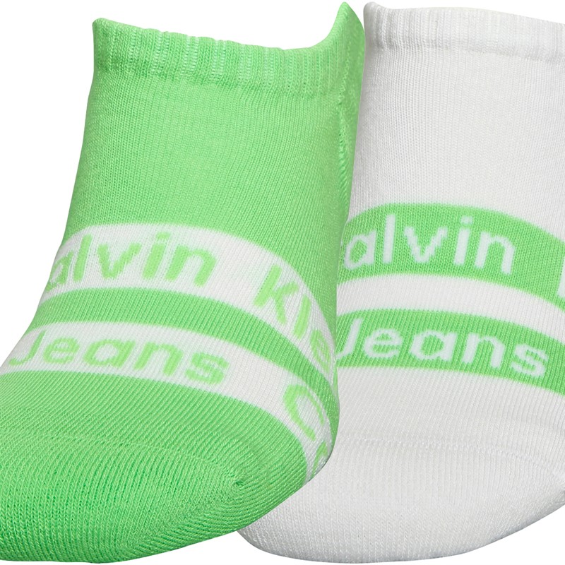 Calvin Klein Mens High Cut Two Pack Logo Ribbon No Show Socks Lime
