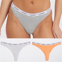 Calvin Klein Womens Three Pack Thongs Cadmium Orange/Grey Heather/Lavender Blue