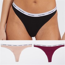 Calvin Klein Womens Three Pack Thongs Purple Potion/Subdued/Black