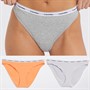 Calvin Klein Womens Three Pack Bikini Briefs Cadmium Orange/Grey Heather/Lavender Blue