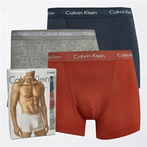 Calvin Klein Mens Three Pack Trunks Cinnebar/Blueberry/Grey Heather