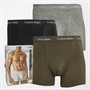 Calvin Klein Mens Three Pack Trunks Army Green/Black/Grey Heather