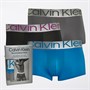 Calvin Klein Mens Three Pack Trunks Black/Ocean Depths/Shadow Lime
