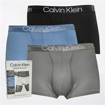 Calvin Klein Mens Three Pack Trunks Griffin/Bel Air Blue/Black