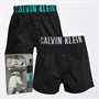 Calvin Klein Mens Slim Fit Two Pack Boxers Black/Atlantis Logo