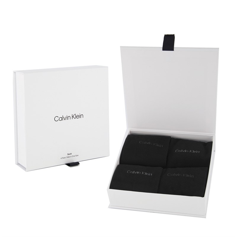 Calvin Klein Mens Four Pack Socks With Gift Box Black