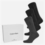 Calvin Klein Mens Stripe Three Pack Socks With Gift Box Black/Grey Melange