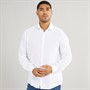 Calvin Klein Mens Linen Slim Fit Long Sleeve Shirt White