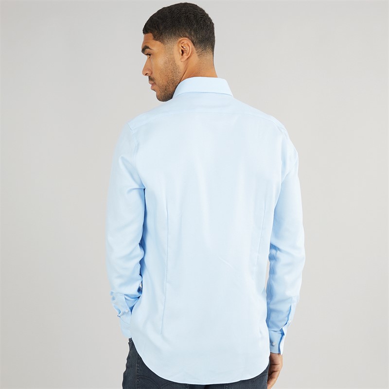 Calvin Klein Mens Non Iron Structure Long Sleeve Shirt Sweet Blue