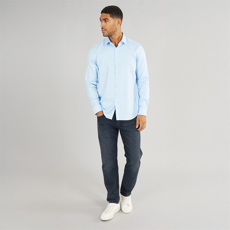 Calvin Klein Mens Non Iron Structure Long Sleeve Shirt Sweet Blue