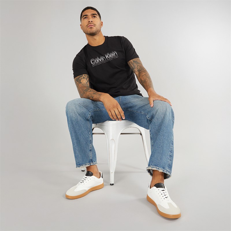 Calvin Klein Mens Double Logo T-Shirt CK Black