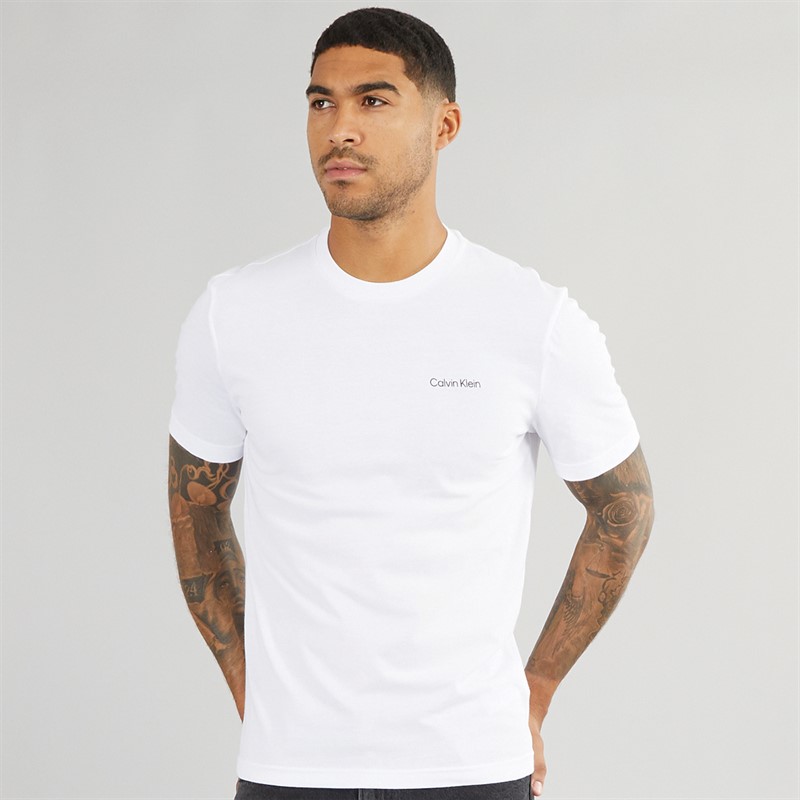 Calvin Klein Mens Linear Box Logo T-Shirt Bright White