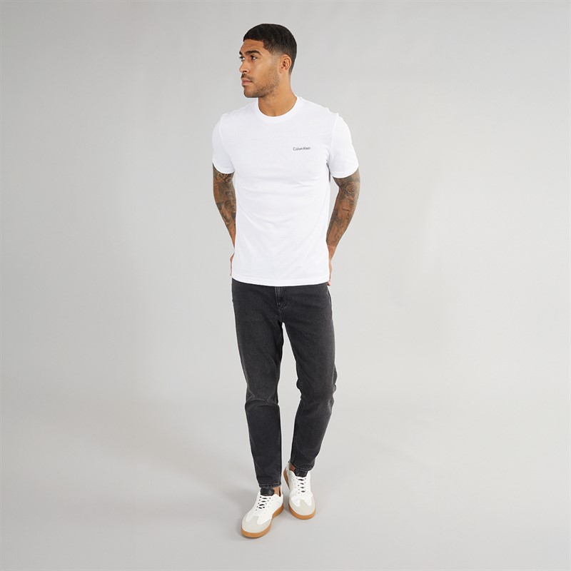 Calvin Klein Mens Linear Box Logo T-Shirt Bright White