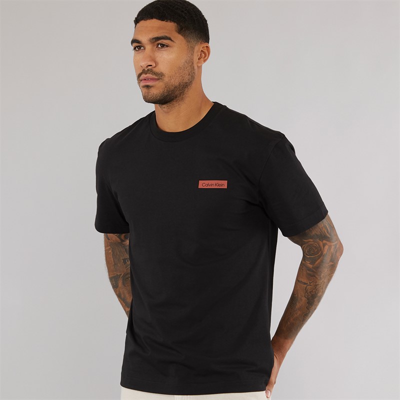 Calvin Klein Mens Overlay Print T-Shirt CK Black