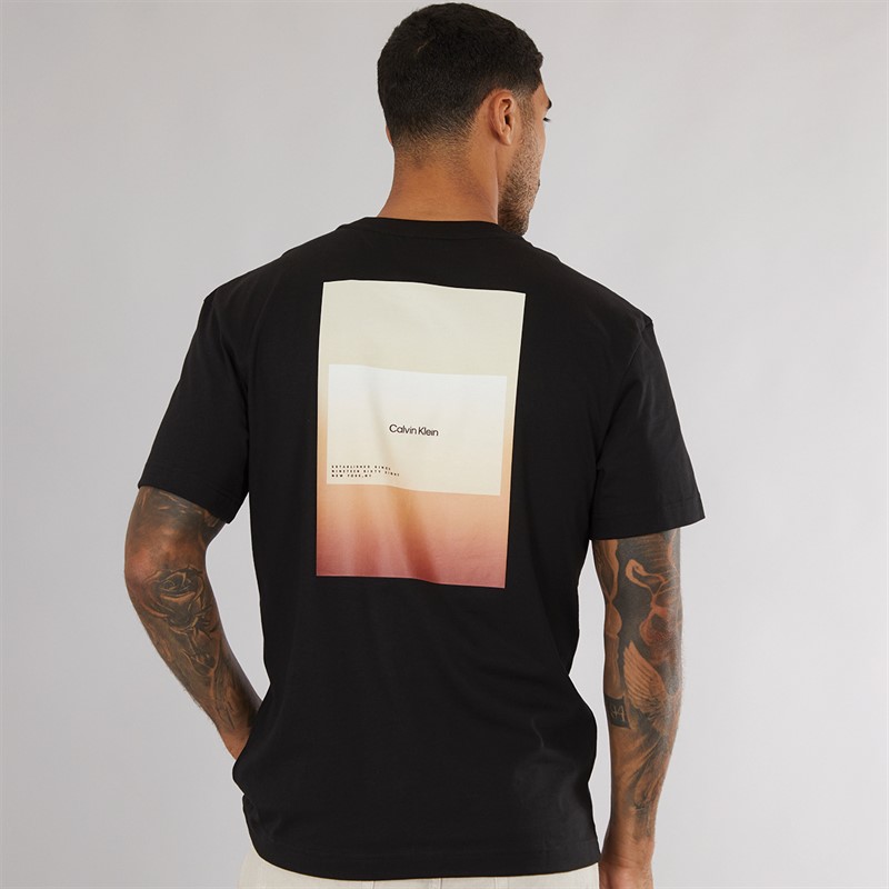 Calvin Klein Mens Overlay Print T-Shirt CK Black