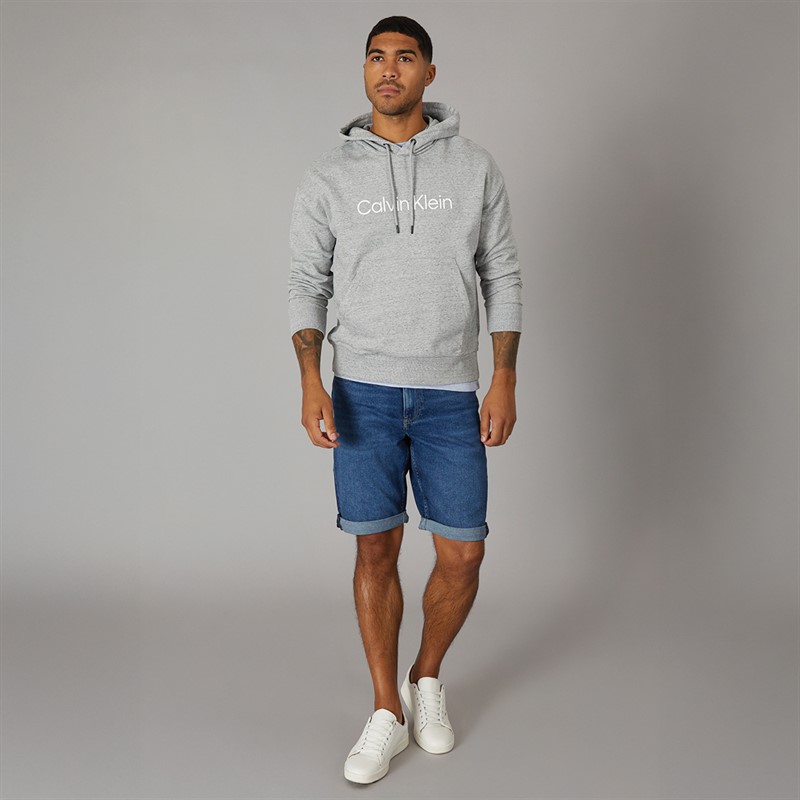 Calvin Klein Mens Hero Logo Hoodie Mid Grey Heather