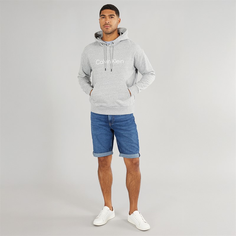 Calvin Klein Mens Hero Logo Hoodie Mid Grey Heather