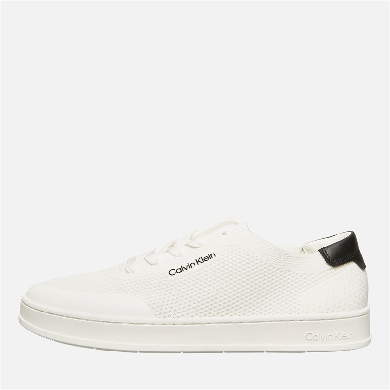 Calvin Klein Mens Low Top Lace Up Trainers Bright White/Black - Size 46