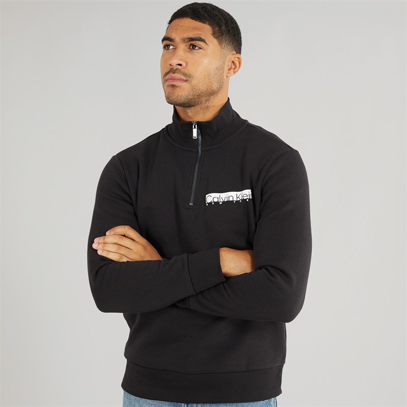 Calvin Klein Mens NY Chest Box Logo Sweatshirt CK Black