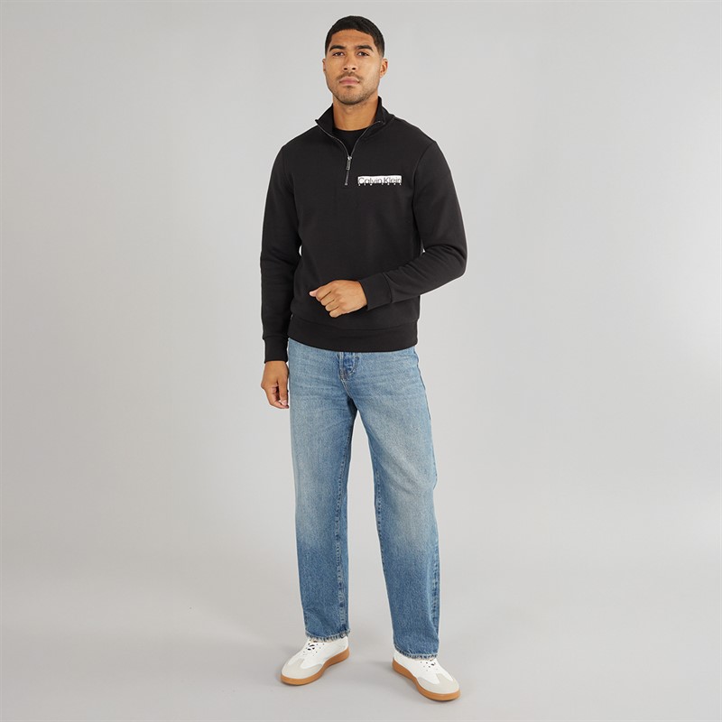 Calvin Klein Mens NY Chest Box Logo Sweatshirt CK Black