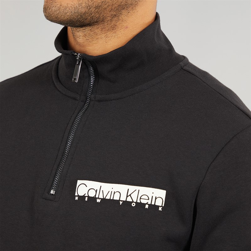 Calvin Klein Mens NY Chest Box Logo Sweatshirt CK Black