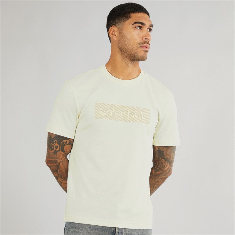 Calvin Klein Mens Textured Embroidery T-Shirt Tofu