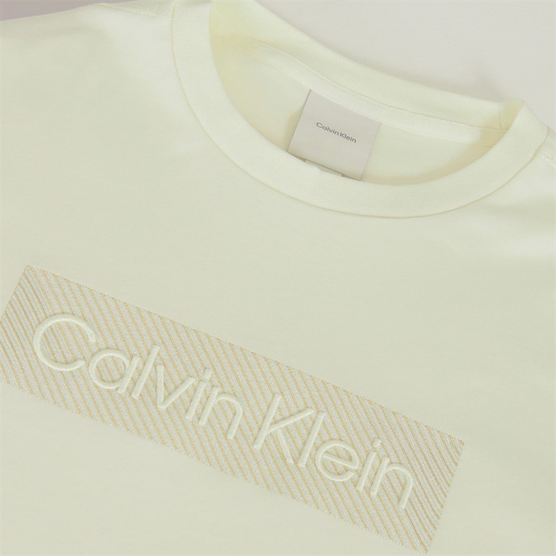 Calvin Klein Mens Textured Embroidery T-Shirt Tofu