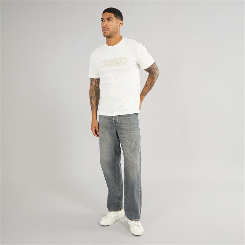 Calvin Klein Mens Textured Embroidery T-Shirt Tofu