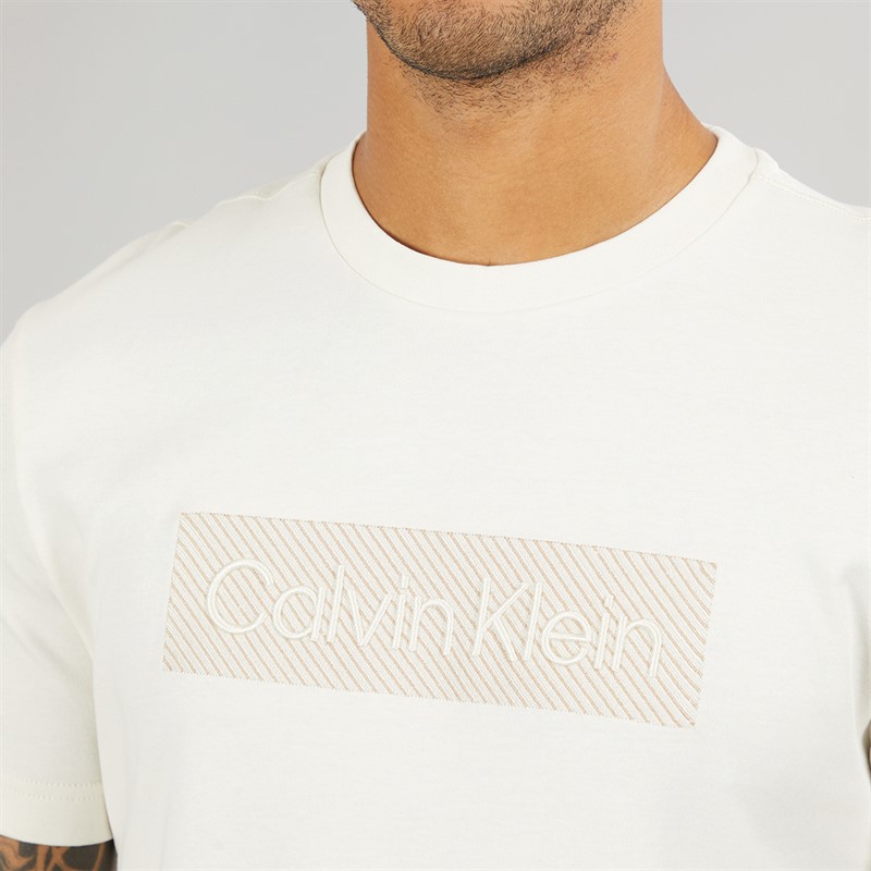 Calvin Klein Mens Textured Embroidery T-Shirt Tofu