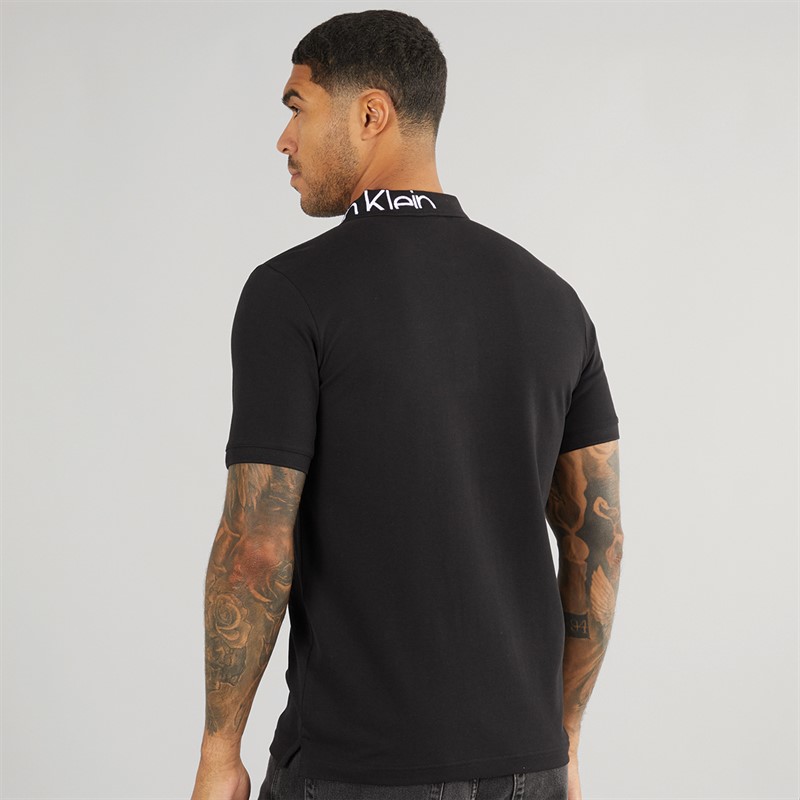 Calvin Klein Mens Stretch Pique Logo Polo CK Black