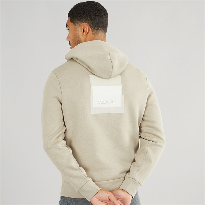 Calvin Klein Mens Stacked Colour Block Hoodie Vintage Khaki