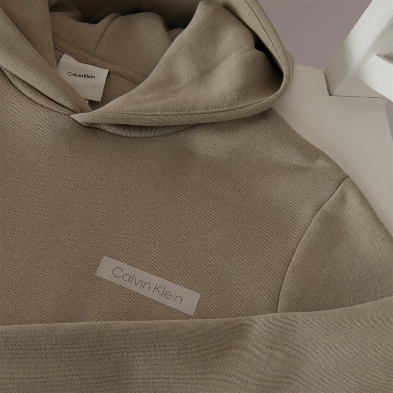 Calvin Klein Mens Stacked Colour Block Hoodie Vintage Khaki